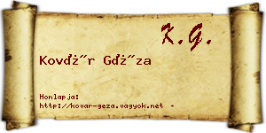 Kovár Géza névjegykártya