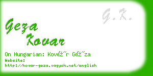 geza kovar business card